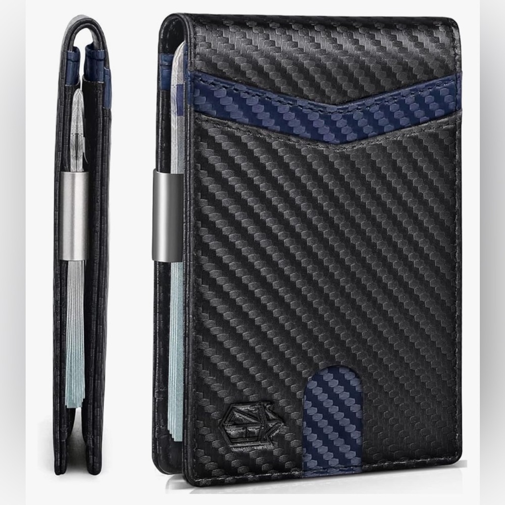 Zitahli Wallet - slim design - black with blue accents
